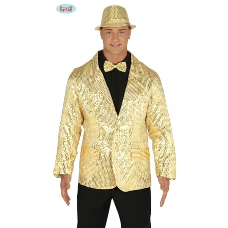 DISFRAZ CHAQUETA LENTEJUELAS ORO ADULTO TALLA M 48-50