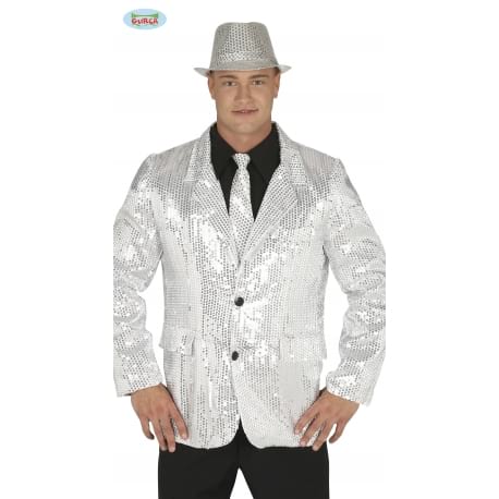 DISFRAZ CHAQUETA LENTEJUELAS PLATA ADULTO TALLA L 52-54