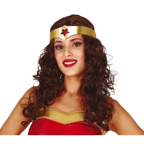 (216) PELUCA SUPERHEROINA CON DIADEMA EN CAJA