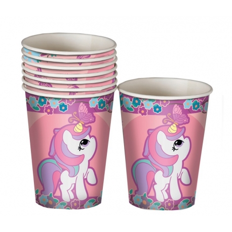 BOLSA 8 VASOS UNICORNIO 10 CM